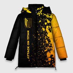 Куртка зимняя женская Attack on Titan - gold gradient: по-вертикали, цвет: 3D-черный