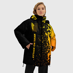Куртка зимняя женская Attack on Titan - gold gradient: по-вертикали, цвет: 3D-черный — фото 2