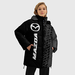 Куртка зимняя женская Mazda speed на темном фоне со следами шин: по-верт, цвет: 3D-черный — фото 2