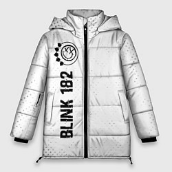 Куртка зимняя женская Blink 182 glitch на светлом фоне: по-вертикали, цвет: 3D-черный