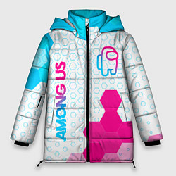 Женская зимняя куртка Among Us neon gradient style: надпись, символ