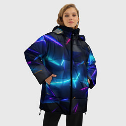Куртка зимняя женская Разлом неоновых плит, цвет: 3D-красный — фото 2