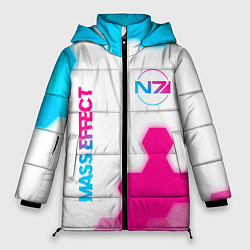 Женская зимняя куртка Mass Effect neon gradient style: надпись, символ