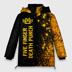 Женская зимняя куртка Five Finger Death Punch - gold gradient: по-вертик