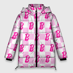 Женская зимняя куртка Розовая шашка и Барби