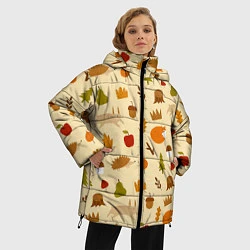 Куртка зимняя женская Паттерн - осень, цвет: 3D-красный — фото 2