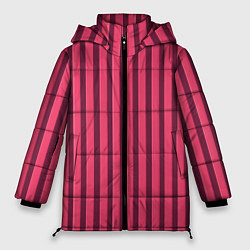 Куртка зимняя женская Полосатый тёмно-розовый, цвет: 3D-черный