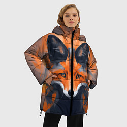 Куртка зимняя женская Нарисованная огненная лиса, цвет: 3D-красный — фото 2