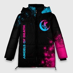 Куртка зимняя женская Angels of Death - neon gradient: надпись, символ, цвет: 3D-черный