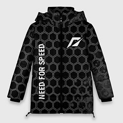 Женская зимняя куртка Need for Speed glitch на темном фоне: надпись, сим