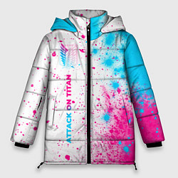 Женская зимняя куртка Attack on Titan neon gradient style: по-вертикали
