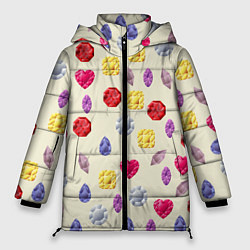 Куртка зимняя женская Минералы и кристаллы, цвет: 3D-красный