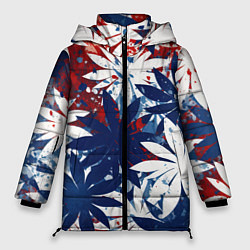 Куртка зимняя женская Цветы в цветах флага РФ, цвет: 3D-черный