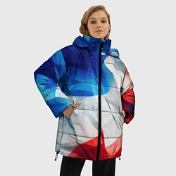 Куртка зимняя женская Абстракция в цветах флага РФ, цвет: 3D-светло-серый — фото 2