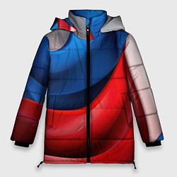 Женская зимняя куртка Объемная абстракция в цветах флага РФ