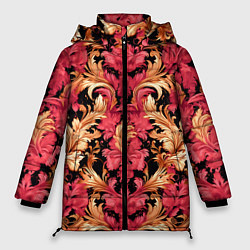 Куртка зимняя женская Розовые узоры, цвет: 3D-светло-серый