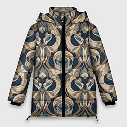 Куртка зимняя женская Коричневый узор паттерн, цвет: 3D-светло-серый