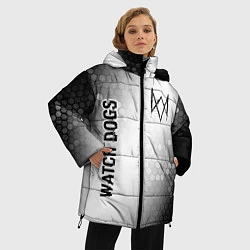 Куртка зимняя женская Watch Dogs glitch на светлом фоне: надпись, символ, цвет: 3D-черный — фото 2