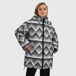 Куртка зимняя женская Паттерн из объемных ромбов, цвет: 3D-черный — фото 2