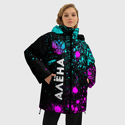 Куртка зимняя женская Алёна и неоновый герб России: по-вертикали, цвет: 3D-черный — фото 2