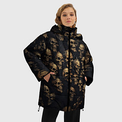 Куртка зимняя женская Черепная вечеринка, цвет: 3D-черный — фото 2