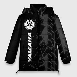 Куртка зимняя женская Yamaha speed на темном фоне со следами шин: по-вер, цвет: 3D-черный
