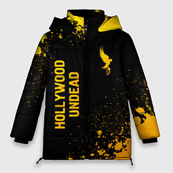 Женская зимняя куртка Hollywood Undead - gold gradient: надпись, символ
