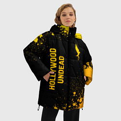 Куртка зимняя женская Hollywood Undead - gold gradient: надпись, символ, цвет: 3D-черный — фото 2