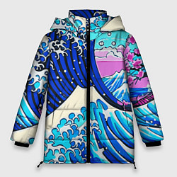 Куртка зимняя женская Большая волна в Канагаве сакура, цвет: 3D-красный
