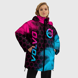 Куртка зимняя женская Volvo - neon gradient: надпись, символ, цвет: 3D-черный — фото 2