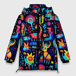 Куртка зимняя женская Космические веселые монстрики, цвет: 3D-черный