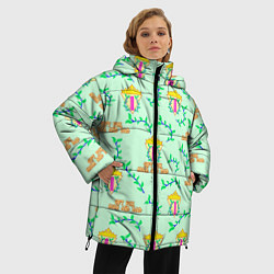 Куртка зимняя женская Я подарок для мамы и папы - текст паттерн, цвет: 3D-светло-серый — фото 2