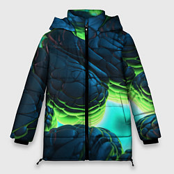 Куртка зимняя женская Зеленые объемные плиты, цвет: 3D-светло-серый