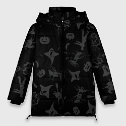 Куртка зимняя женская Хэллоуин тематика, цвет: 3D-черный