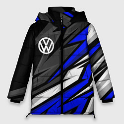 Куртка зимняя женская Volkswagen - Синяя абстракция, цвет: 3D-черный