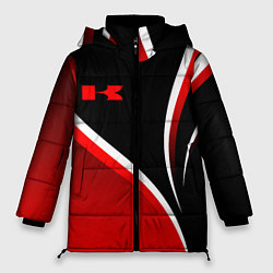 Куртка зимняя женская Кавасаки - красные волны, цвет: 3D-черный