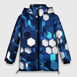 Куртка зимняя женская Cyber hexagon Blue, цвет: 3D-черный