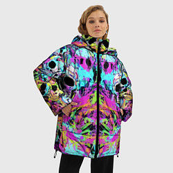 Куртка зимняя женская Зеркальный паттерн из черепов - поп-арт, цвет: 3D-черный — фото 2