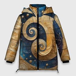 Женская зимняя куртка Синий золотой декоративный орнамент