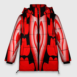 Куртка зимняя женская Сердечки с красными узорами, цвет: 3D-красный