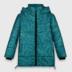 Куртка зимняя женская Абстракция зелёный разводы, цвет: 3D-светло-серый