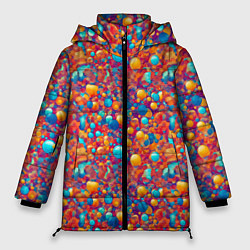 Куртка зимняя женская Разноцветные пузырики узор, цвет: 3D-черный