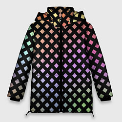 Куртка зимняя женская Цветной под сеткой имитация, цвет: 3D-черный