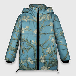 Куртка зимняя женская Цветущие ветки миндаля - картина ван Гога, цвет: 3D-черный