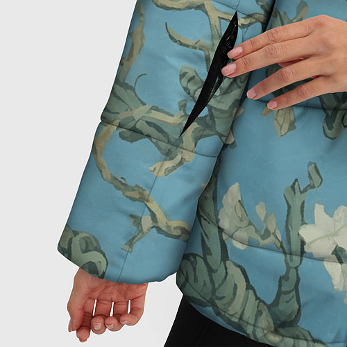 Женская зимняя куртка Цветущие ветки миндаля - картина ван Гога / 3D-Красный – фото 5