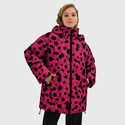 Куртка зимняя женская Пятнистый паттерн розовый, цвет: 3D-черный — фото 2