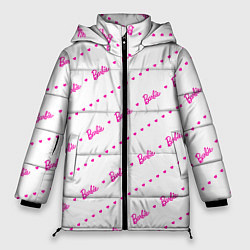 Женская зимняя куртка Барби паттерн - логотип и сердечки