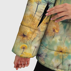 Куртка зимняя женская Одуванчики узор, цвет: 3D-черный — фото 2