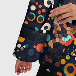 Куртка зимняя женская Разноцветные круги и кольца, цвет: 3D-черный — фото 2