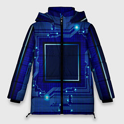 Куртка зимняя женская Технический синий паттерн, цвет: 3D-черный